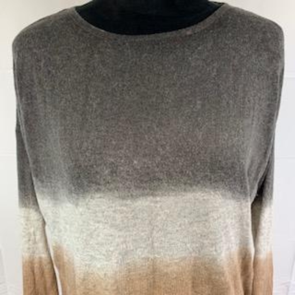 Lani Taupe Gray Cream Wool Blend Sweater